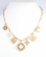 Caroline Hill Nolen Charm Necklace Worn Gold Caroline Hill Nolen Charm Necklace Worn Gold