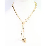 Caroline Hill Maple Heart and Pearl Pendant Necklace Gold