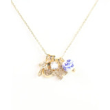 Caroline Hill Crossing Blue Jordan Charm Necklace Set Gold