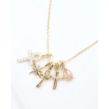 Carolie Hill Ankh and Cross Charm Necklace Set Gold