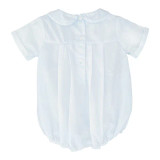 Petit Ami & Zubels Blue Romper with Hand Feather Stitching Petit Ami & Zubels Blue Romper with Hand Feather Stitching