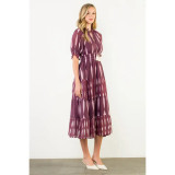 THML Burgundy Short Sleeve Pattern Maxi Dress THML Burgundy Short Sleeve Pattern Maxi Dress
