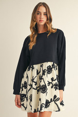 Jodifl Black Floral Pattern Lovely Dress Jodifl Black Floral Pattern Lovely Dress