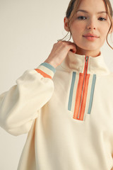 Jodifl Cream Colorblock Trim Detail Zip Up Sweatshirt Jodifl Cream Colorblock Trim Detail Zip Up Sweatshirt