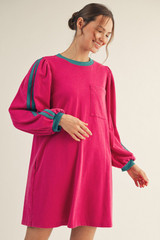 Jodifl Magenta Washed Sweatshirt Dress Jodifl Magenta Washed Sweatshirt Dress