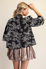 Glam V-neck Wide Sleeve Blouse - Black Glam V-neck Wide Sleeve Blouse - Black