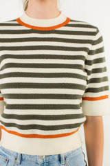 THML Short Sleeve Striped Knit Top
