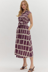 Entro Wine Midi Dress with Knot Closure Entro Wine Midi Dress with Knot Closure