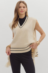 Entro Varsity Inspired Pullover Vest Top - Cream