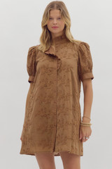 Entro Mocha Floral Applique Mini Dress Entro Mocha Floral Applique Mini Dress