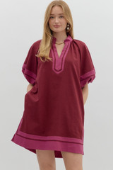 Entro Pullover Mini Dress - Burgundy Entro Pullover Mini Dress - Burgundy