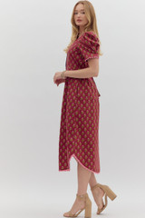 Entro Burgundy Floral Print Midi Dress Entro Burgundy Floral Print Midi Dress