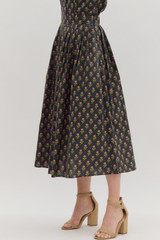 Entro Floral Pleated Midi Skirt - Black Entro Floral Pleated Midi Skirt - Black