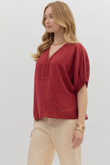 Entro Women's V-Neck Dolman Top - Garnet Entro Women's V-Neck Dolman Top - Garnet