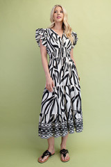 Entro Black Mixed Print Midi Dress Entro Black Mixed Print Midi Dress