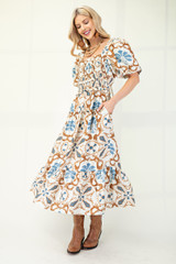 GiGiO Square Neck Puff Sleeve Dress GiGiO Square Neck Puff Sleeve Dress