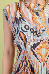 GiGiO Printed Cap Sleeve Midi Dress GiGiO Printed Cap Sleeve Midi Dress