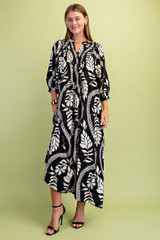 GiGiO Printed Puff Sleeve Midi Dress GiGiO Printed Puff Sleeve Midi Dress