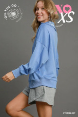Umgee Women's Luxeknit V-Neck Pullover Sweatshirt - Peri Blue Umgee Women's Luxeknit V-Neck Pullover Sweatshirt - Peri Blue