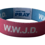 Tap To Pray Blue and Pink Medium WWJD Wristbands