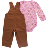 Carhartt Infant Girls Long-Sleeve Floral Bodysuit and Canvas Overall Set Carhartt Infant Girls Long-Sleeve Floral Bodysuit and Canvas Overall Set
