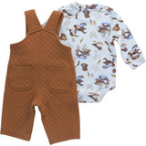 Carhartt Infant Boys Long-Sleeve Printed Bodysuit and Quilted Overall Set - Brown Carhartt Infant Boys Long-Sleeve Printed Bodysuit and Quilted Overall Set - Brown