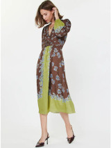 Current Air Women's Floral Border Print V-Neck Midi Dress Current Air Women's Floral Border Print V-Neck Midi Dress