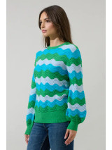 Sugar Lips Women's Elenor Wavy Striped Knit Sweater