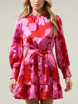 Sugar Lips Women's Cherry Pink Burning Love Sevilla Satin Ruffle Dress