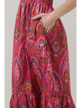 Sugar Lips Women's Berry Azura Floral Belraj Poplin Maxi Dress Sugar Lips Women's Berry Azura Floral Belraj Poplin Maxi Dress