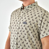 Burlebo Men's Performance Button Up - Whitetail Deer Green