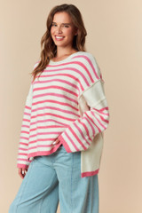 Fantastic Fawn Women's Striped Oversized Sweater