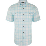 Drake Men's Frat Faded Plaid Button-Down Short Sleeve Shirt - Baltic Sea