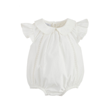 Mud Pie Baby Girl Collared Poplin Baby Bubble - White