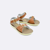 Sun‑San Surfer H&L Girls Leather Sandals - Tan