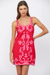 Fate Women's Red Embroidered Mini Shift Dress