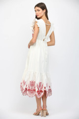 Fate Women's Off White Flutter Sleeve Maxi Dress