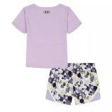 Under Armour Girls T-Shirt & Short Set - Purple Crest