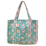 Anju Aqua Bloom Quilted Block-Printed Tote