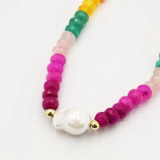 Treasure Jewels Colorful Gemstone with Pearl Necklace