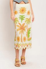 Flying Tomato Women's Vintage Island Woven Midi Skirt