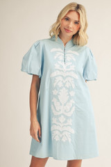 Jodifl Women's Baroque Floral Applique Shift Dress - Aqua