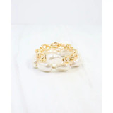 Caroline Hill Rosey Pearl Bracelet Set - Gold