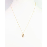Caroline Hill Dominique CZ Plate Necklace Gold