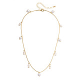 Canvas Lane Pearl Cord Drip Necklace - Shiny Gold