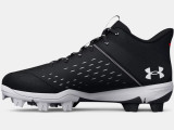 Under Armour Boys' Leadoff Mid RM Jr Cleats- Black/Black/White