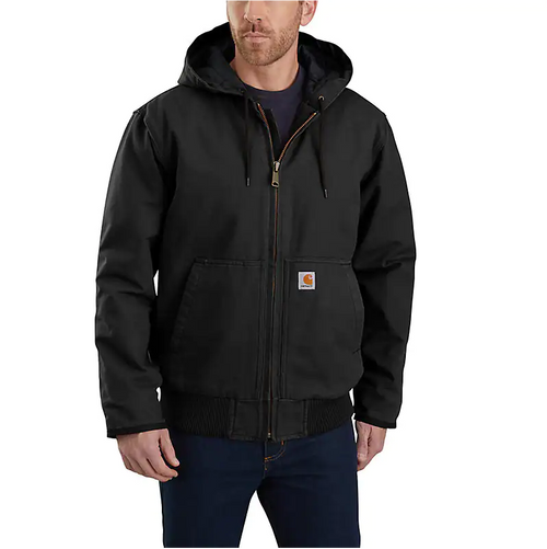 Carhartt Men's Loose Fit Washed Duck Insulated Active Jacket-Black Carhartt Men's Loose Fit Washed Duck Insulated Active Jacket-Black