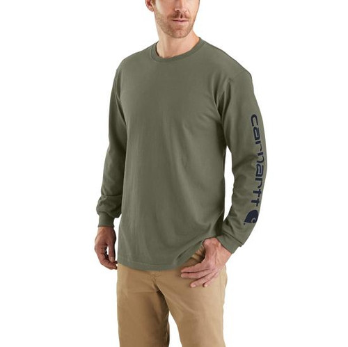 Carhartt Men's Long Sleeve Logo T-Shirt-  Dusty Olive