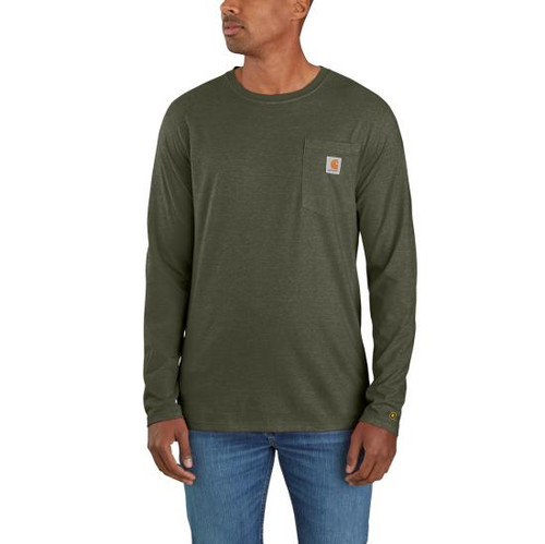 Carhartt Men's Force Relaxed Fit Midweight Long Sleeve Pocket T-Shirt-Basil Heather