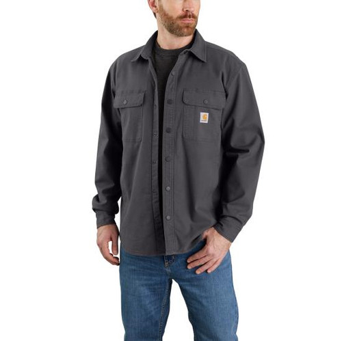 Carhartt Rugged Flex Relaxed Fit Canvas Fleece Lined Shirt Jac-Shadow Carhartt Rugged Flex Relaxed Fit Canvas Fleece Lined Shirt Jac-Shadow